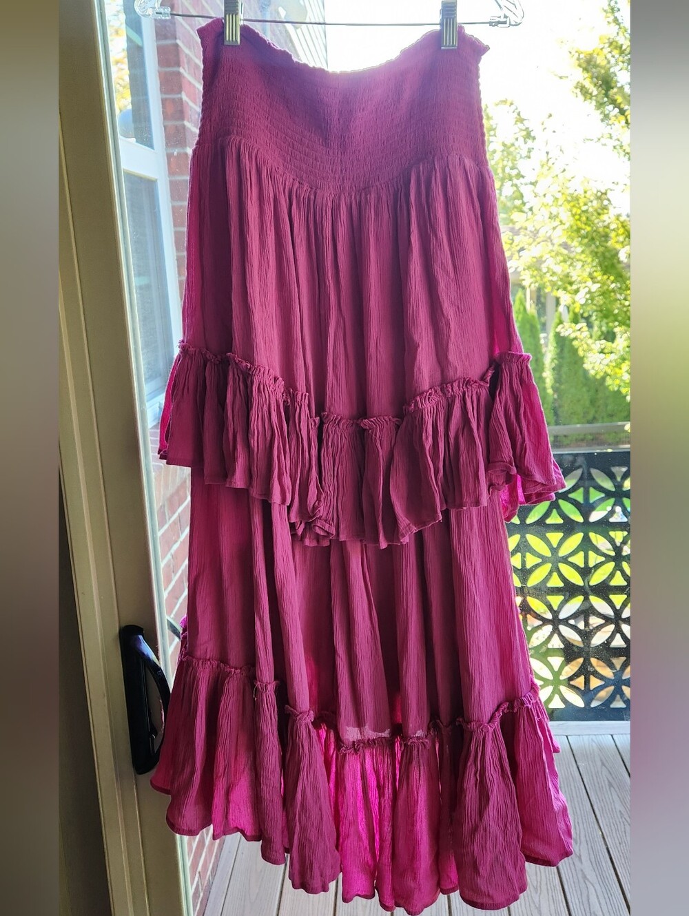 Free People Size M The Convertible Skirt Maxi Skirt Also Dress Tiered Pink - Picture 3 of 5